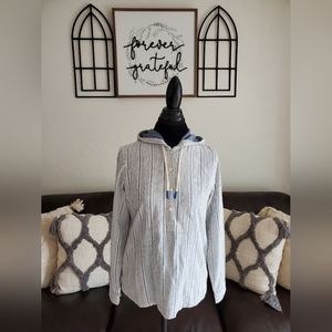 LL. Bean Textured Linen & Cotton Blend Anorak Long Sleeve Pullover Shirt Size XS